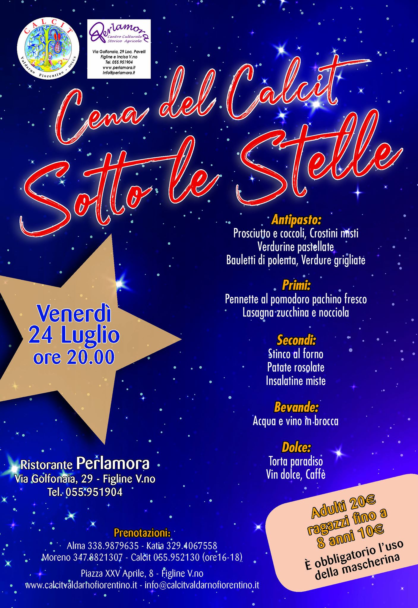 Cena sotto le stelle venerdì 24 luglio